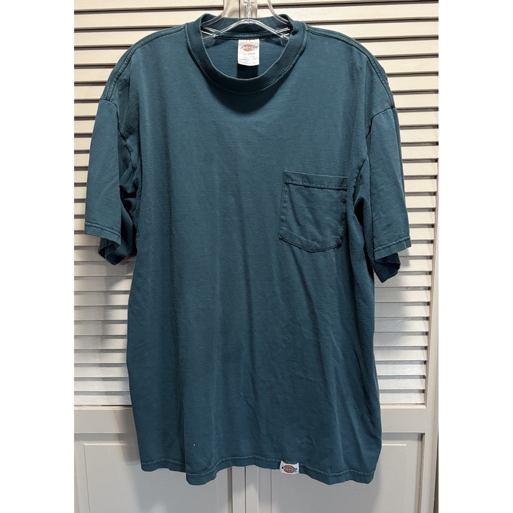 Dickies Teal Logo Crew Neck Short Sleeve T-Shirt Size XL Cotton Work Outdoor
